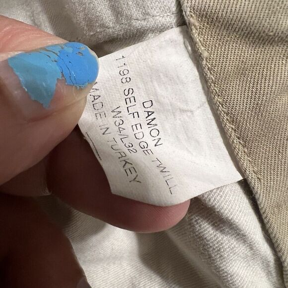 J. Lindeberg Pants Mens 34x32 DAMON Regular Fit Khaki Self Edge Twill - Picture 8 of 9